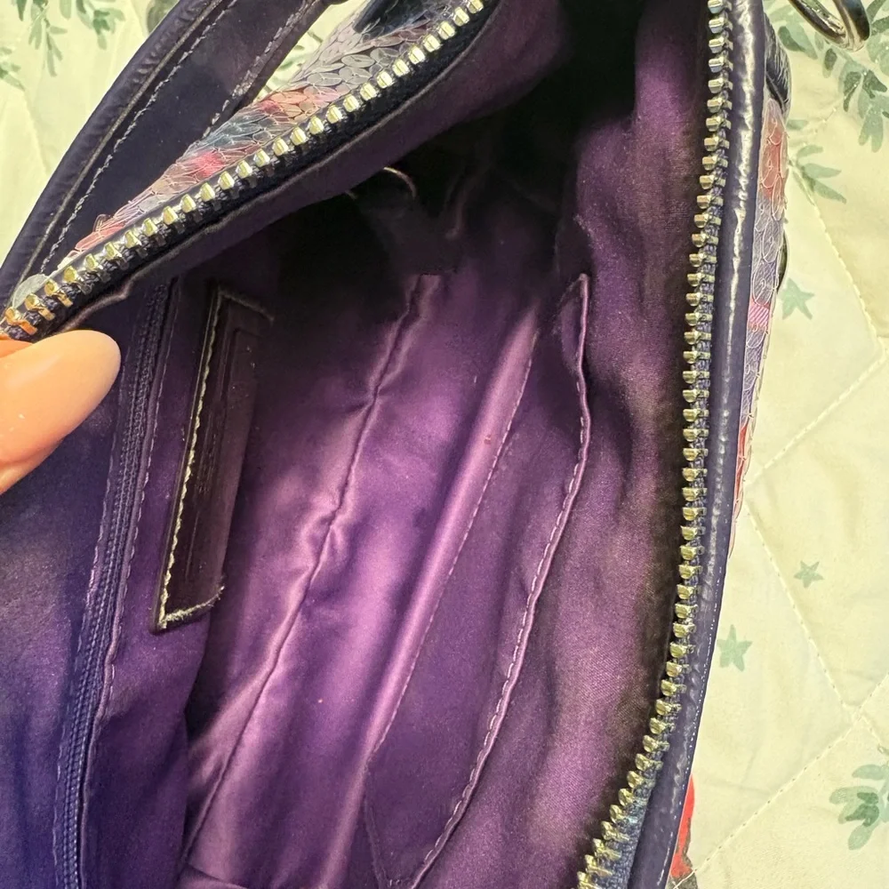Coach Poppy sequins shimmer bag purple plaid shoulder purse special edition - Picture 12 of 12